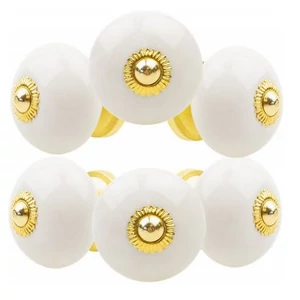 Arany fehér színű porcelán bútorgomb szettben 6db