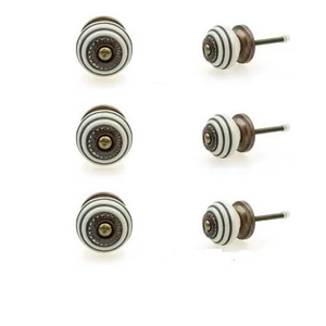 Csíkos színű porcelán bútorgomb szettben 6 db