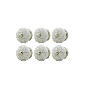 Ezüst fehér színű porcelán bútorgomb szettben 6db
