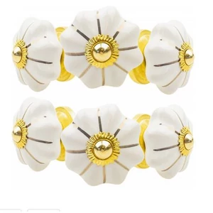 Fehér arany színű porcelán bútorgomb szettben 6db