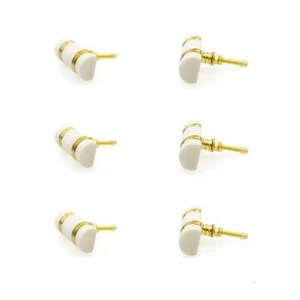 Fehér arany színű téglalap alakú porcelán bútorgomb szettben 6 db