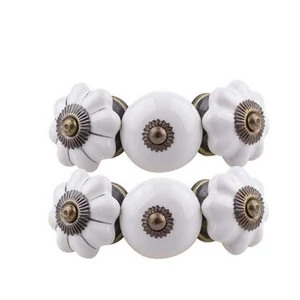 Fehér bronz színű porcelán bútorgomb szettben 6db