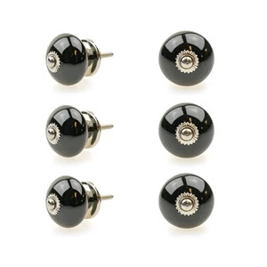 Fekete színű porcelán bútorgomb szettben 6 db