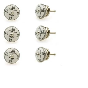 Feliratos fehér színű porcelán bútorgomb szettben 6db