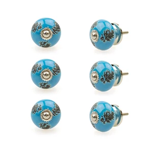 Kék színű porcelán bútorgomb szettben 6 db