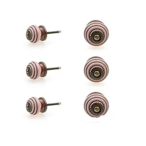 Lila csíkos színű porcelán bútorgomb szettben 6 db