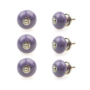 Lila színű porcelán bútorgomb szettben 6 db