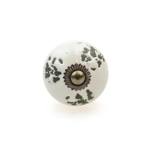 Márványfehér-bronz színű porcelán bútorgomb