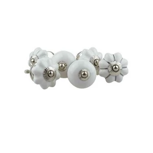 Márványfehér ezüst színű porcelán bútorgomb szettben 6db