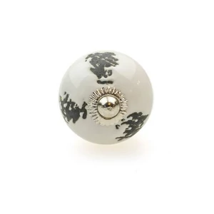 Márványfehér-szürke színű porcelán bútorgomb