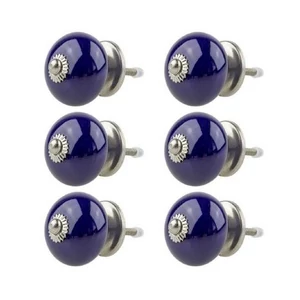 Metálkék színű porcelán bútorgomb szettben 6db