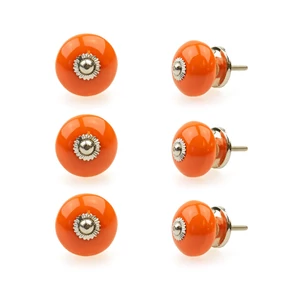 Narancssárga színű porcelán bútorgomb szettben 6 db