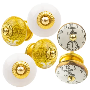 Óra mintás porcelán bútorgomb szettben 6 db 