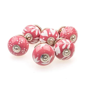 Piros-fehér változó mintájú bútorgomb szettben 6 db