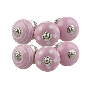Rózsaszín színű porcelán bútorgomb szettben 6db