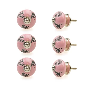 Rózsaszínű porcelán bútorgomb szettben 6 db