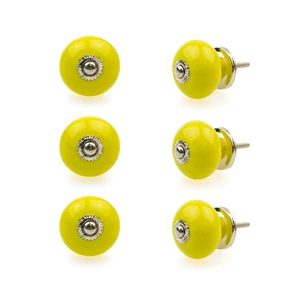 Sárga színű porcelán bútorgomb szettben 6 db