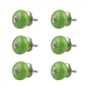 Sötétzöld színű porcelán bútorgomb szettben 6db