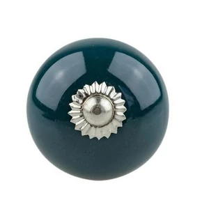 Sötétzöld színű porcelán bútorgomb