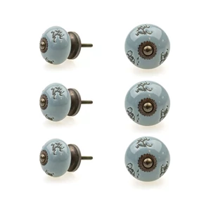 Szürke színű porcelán bútorgomb szettben 6 db