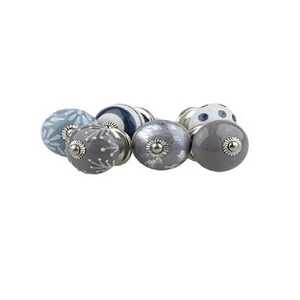 Szürke-szürkéskék színű porcelán bútorgomb szettben 6db