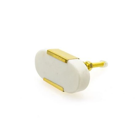 Fehér téglalap alakú porcelán bútorgomb