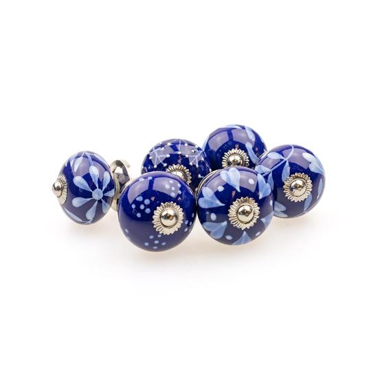 Kék színű porcelán bútorgomb szettben 6 db