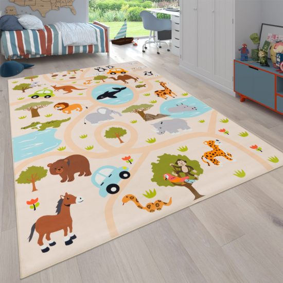 Gyerekszoba szőnyeg állatkert mintával