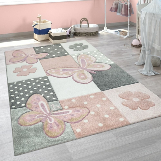 Gyerekszoba szőnyeg pillangós mintával - több méretben