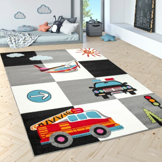 Gyerekszoba szőnyeg járműves mintával - több méretben