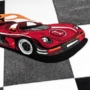 Kép 2/3 - Gyerekszoba szőnyeg piros versenyautó mintával - több méretben